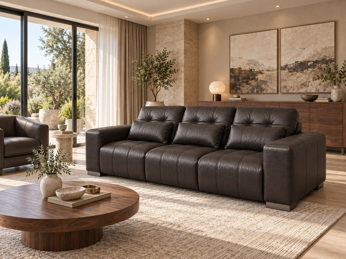Sofa ba chỗ Roma và tỷ lệ kích thước sofa phòng khách